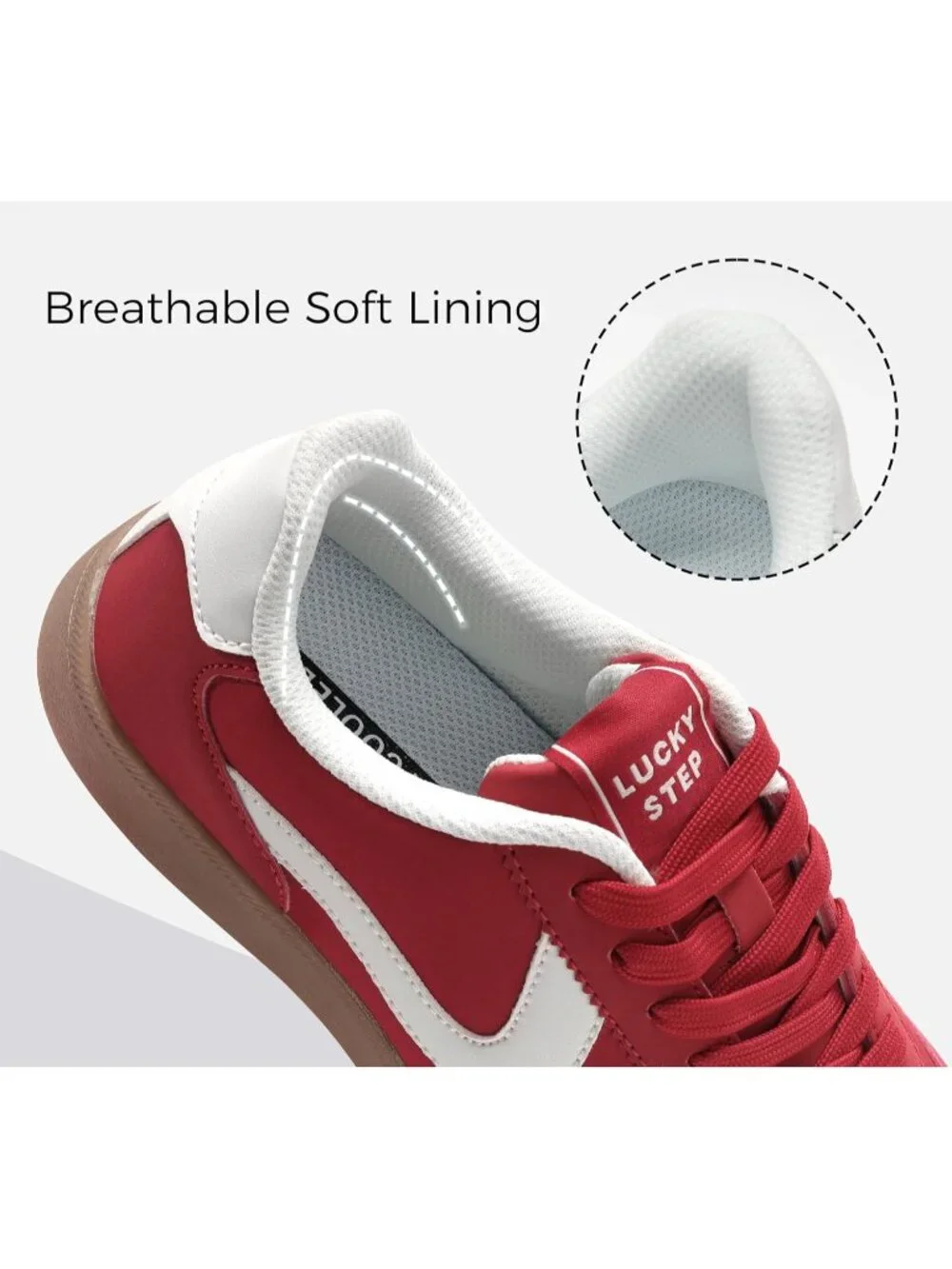 Women's Red Classic Fashion Casual Skate No Slip Lace Up Walking Sneaker Shoes